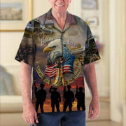 Home Of The Free Because Of The Brave Eagle With American Flag And Battlefield Cross Veterans Day Hawaiian Shirt