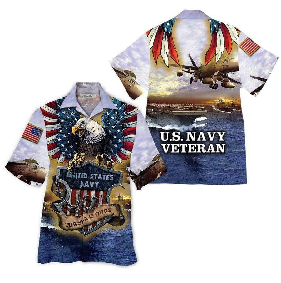 Helicopter And Eagle Us Navy Veterans The Sea Is Ours Aloha Hawaiian Shirts, Summer Shirts, Beach Shirts