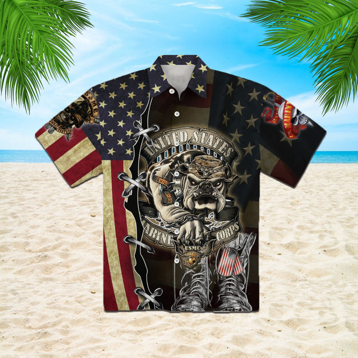 Oragontee Proud United States Marine Corps Unisex Veteran Hawaiian Shirt | For Men ,Women | Adult