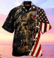 Proud American Veteran Us Flag Land Of The Free Aloha Hawaiian Shirt Colorful Short Sleeve Summer Beach Casual Shirt For Men And Women