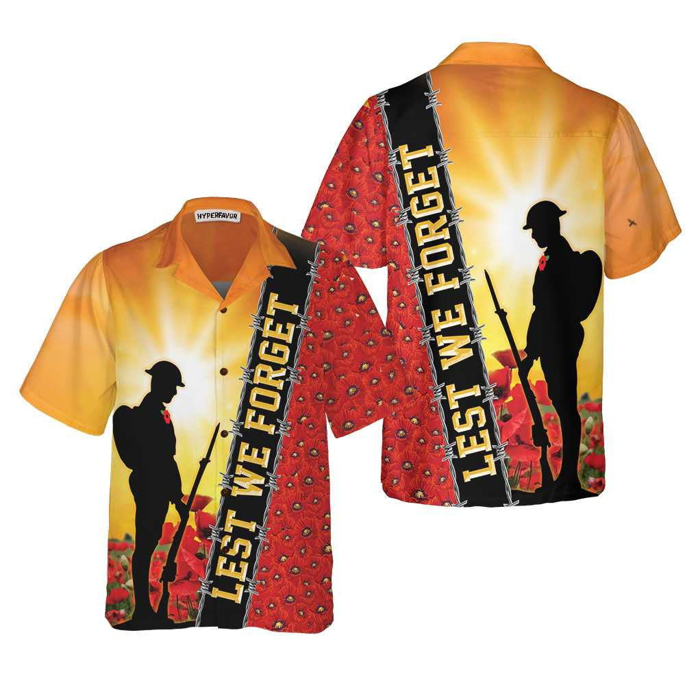 Lest We Forget Veteran Us Hawaiian Shirt, Proud Veteran Shirt, Meaningful Gift For Veteran Day