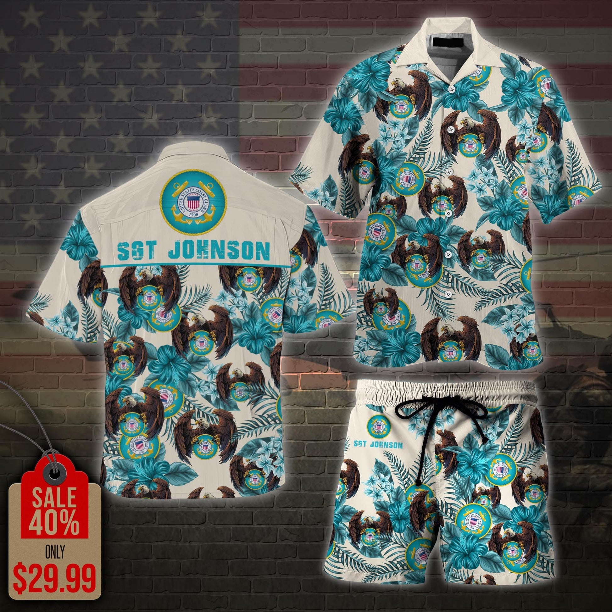Us Coast Guard Military Veteran Hawaiian Hawaii Shirt, Men Shorts Custom Shirt
