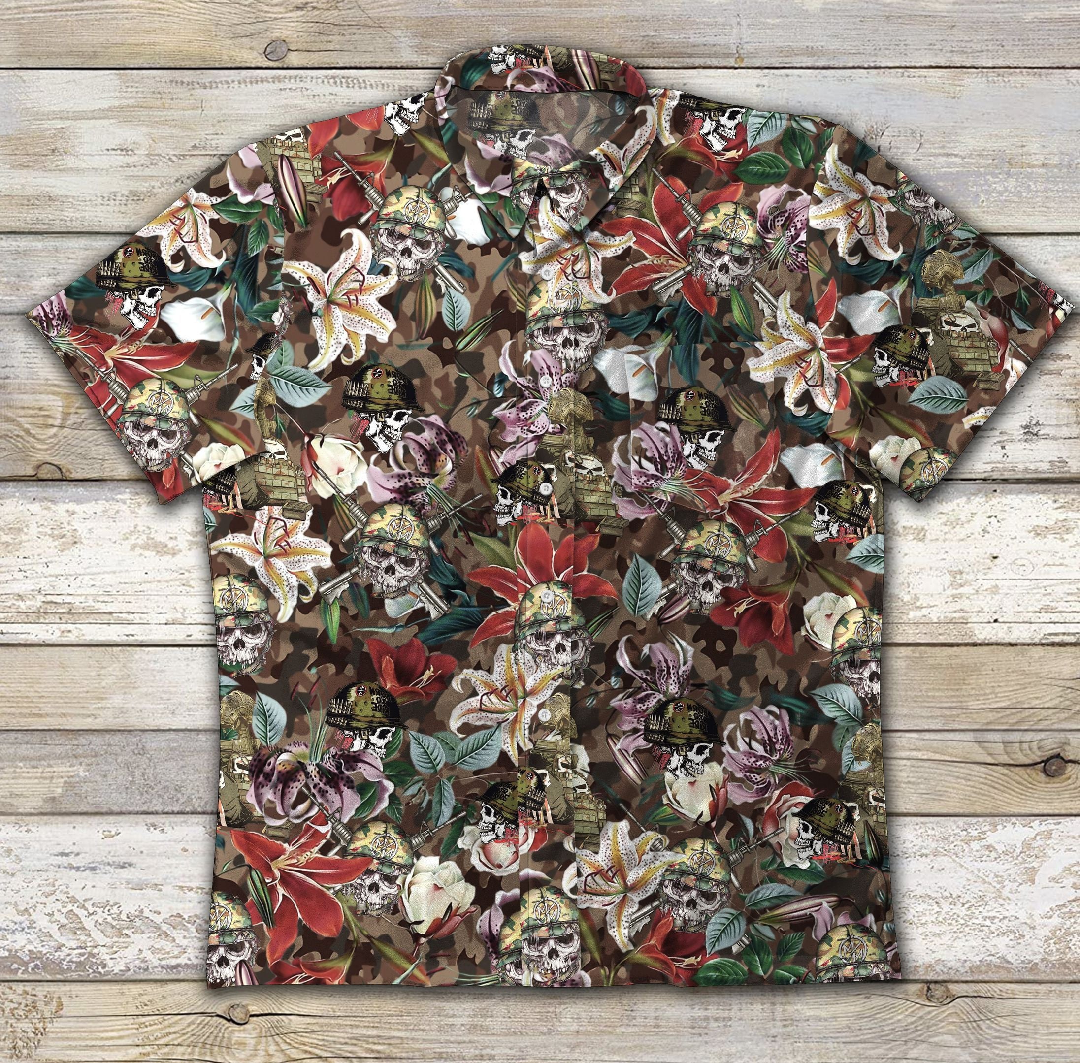 Skull Veteran Ad Vintage Hawaiian Shirt-