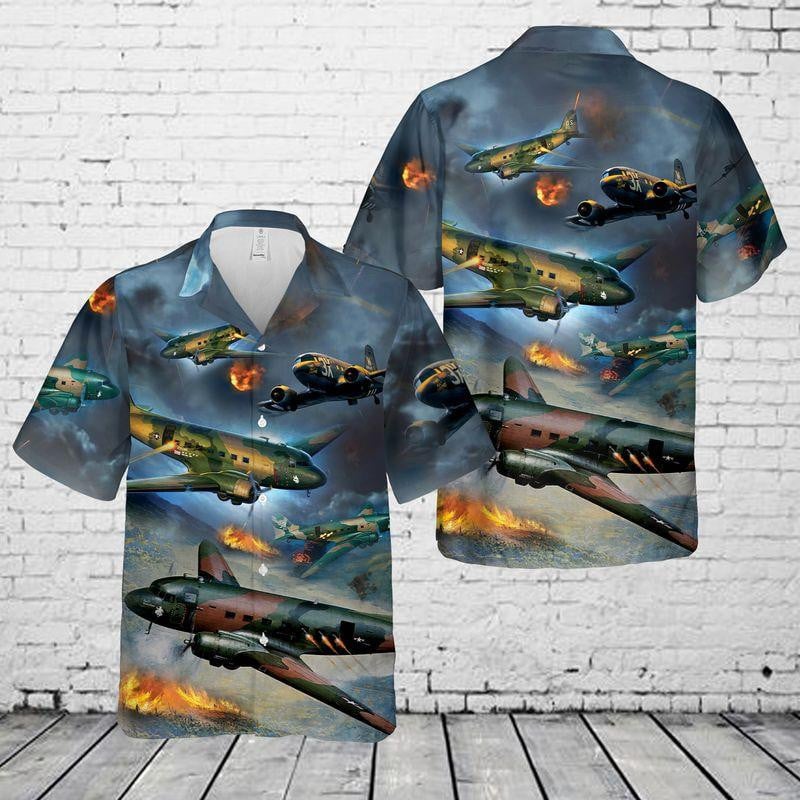 United States Army Air Force Veteran Douglas Ac-47 Spooky Aloha Hawaiian Shirts For Men ,For Women