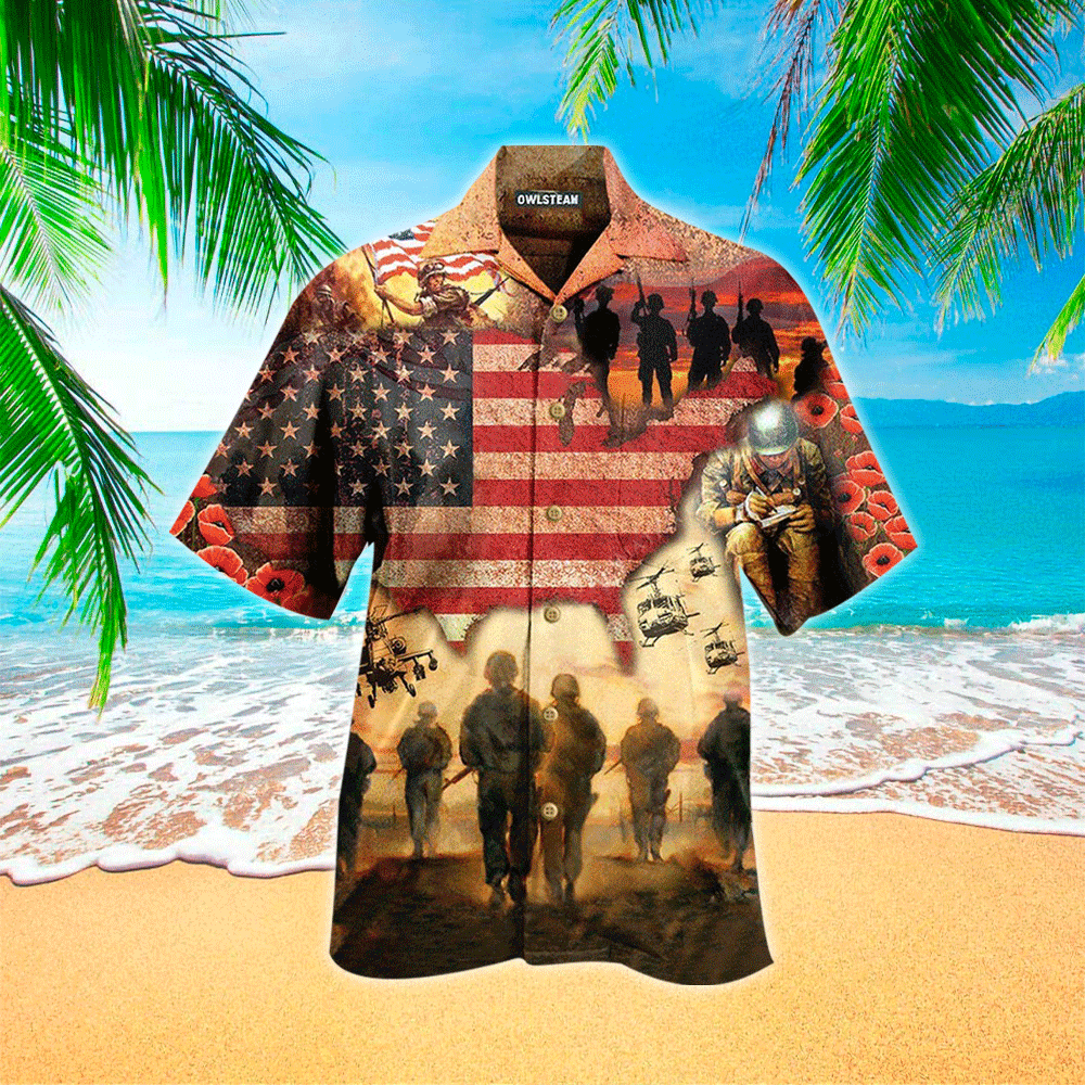 Veteran Blood Sweat Hawaiian Shirt, Hawaii Shirt Men, Aloha Shirt