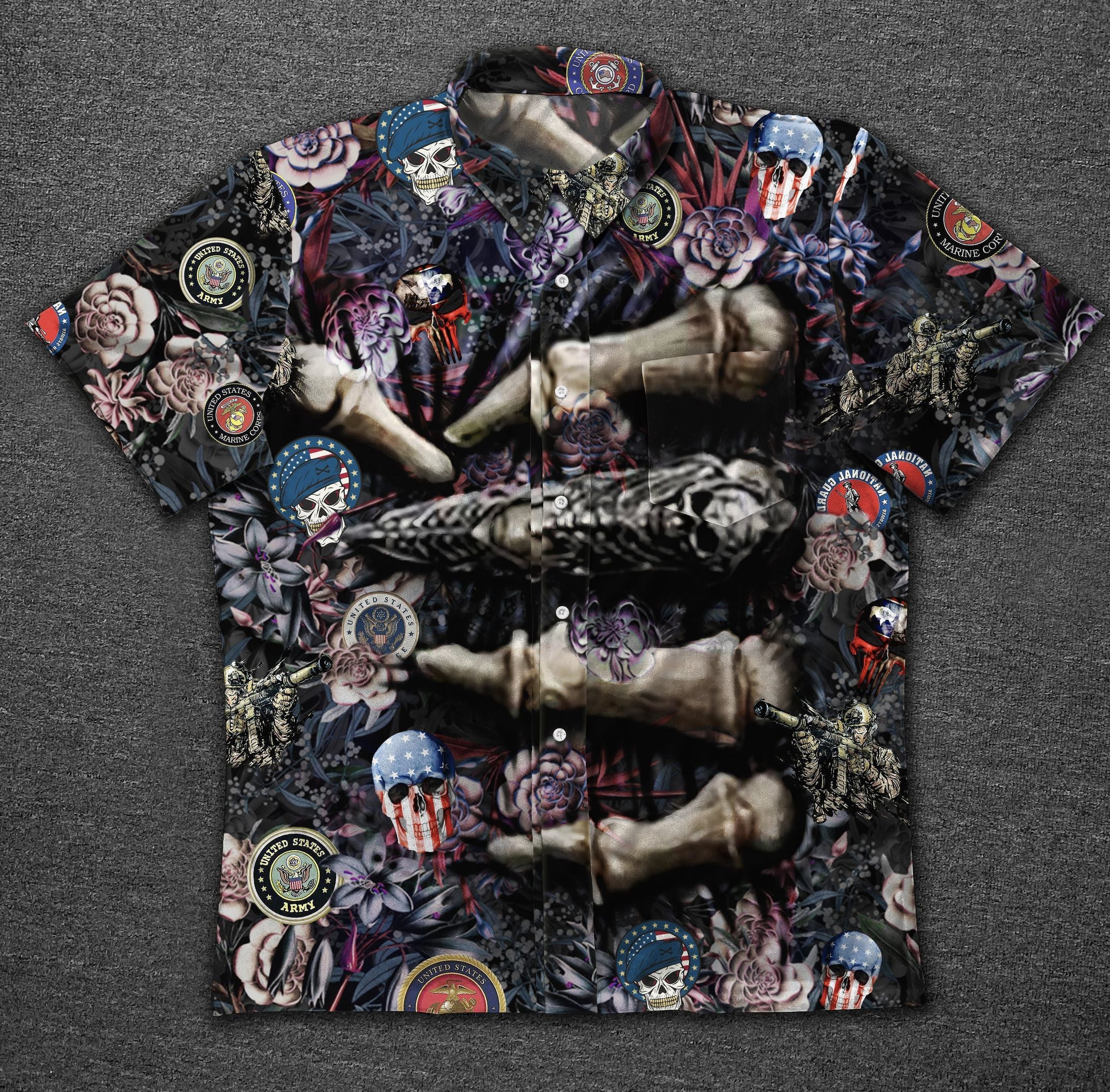 Skull Veteran Bt Vintage Hawaiian Shirt-