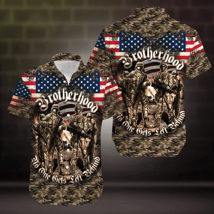 Soldier American Flag Brotherhood Veterans Hawaiian Shirt | For Men ,Women | Adult