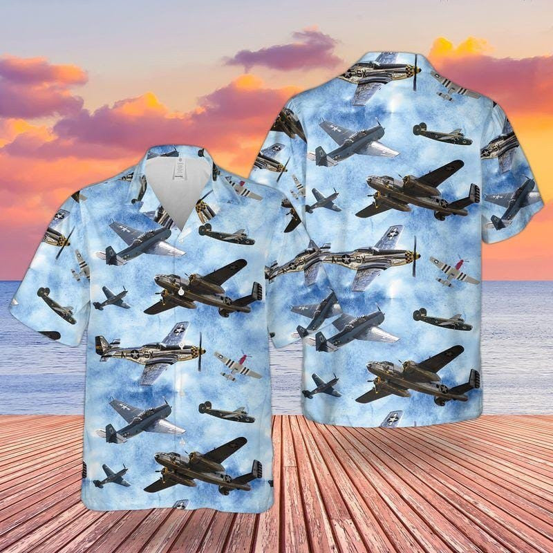 Veteran Day Us Airforce Airplanes Hawaiian Aloha Shirts