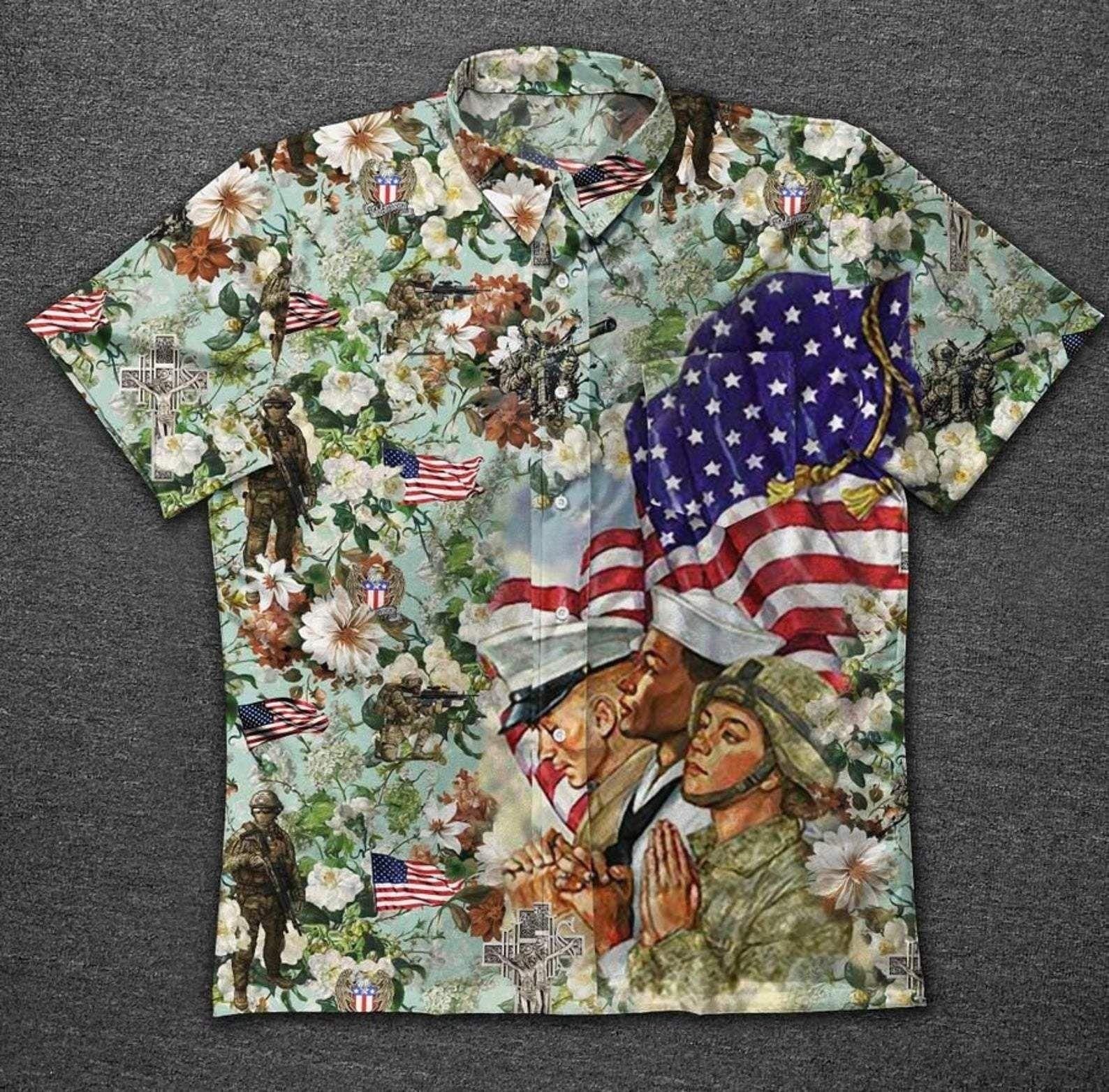 Us Veteran Proud Aloha Hawaiian Shirt Colorful Short Sleeve Summer Beach Casual Shirt For Men And Women