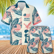 Us Army Veteran Hawaiian Shirt Set Unisex