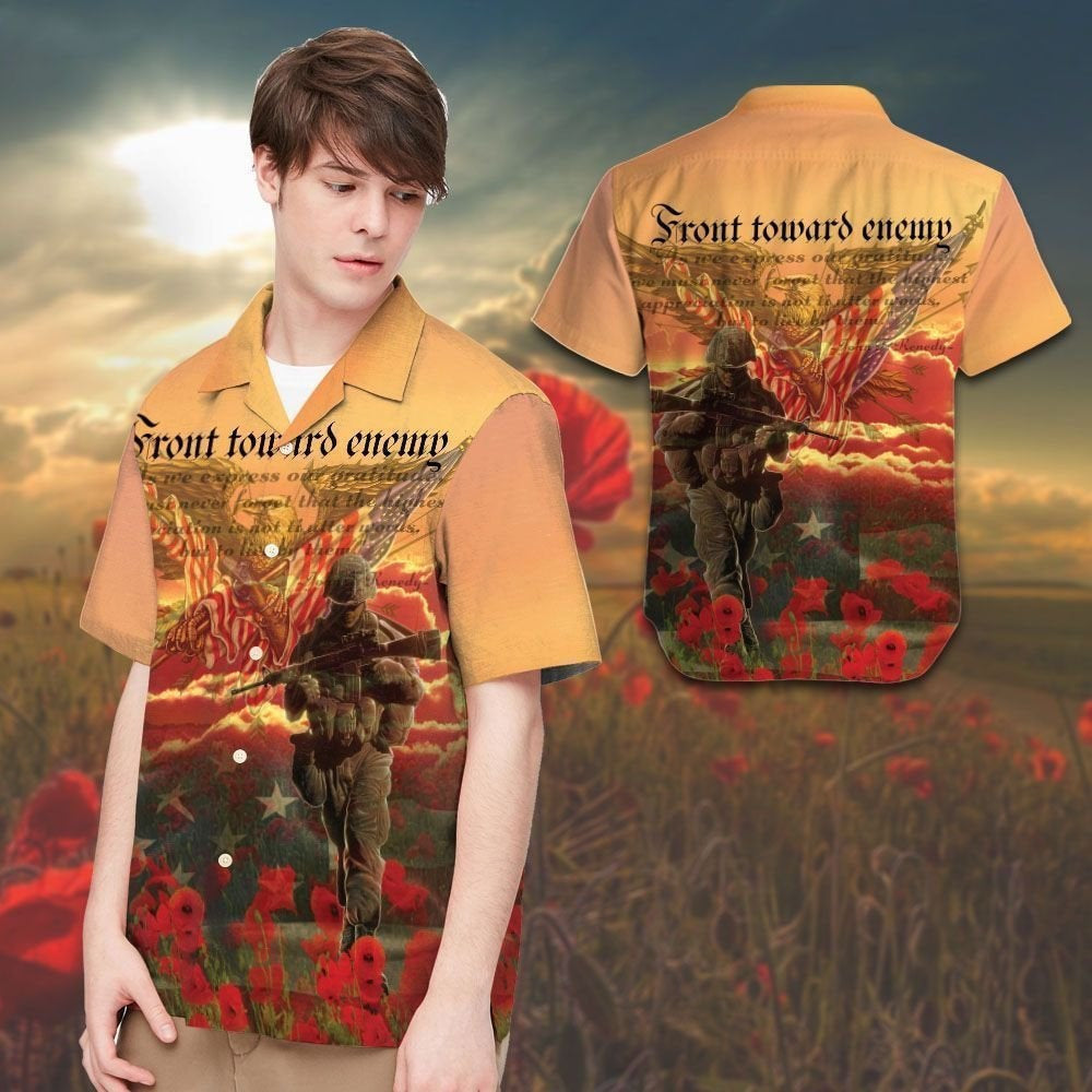 Veteran Front Toward Enemy Men Hawaiian Shirt, Summer Shirt, Beach Shirts
