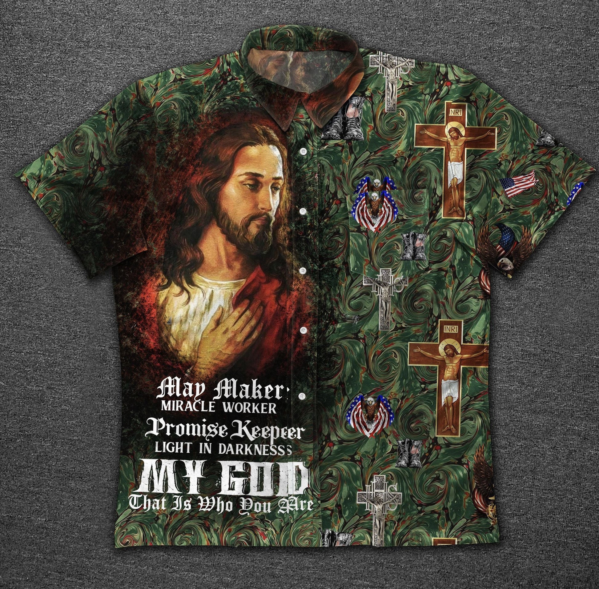 Veteran Jesus Vintage Cotton Hawaiian Shirt-