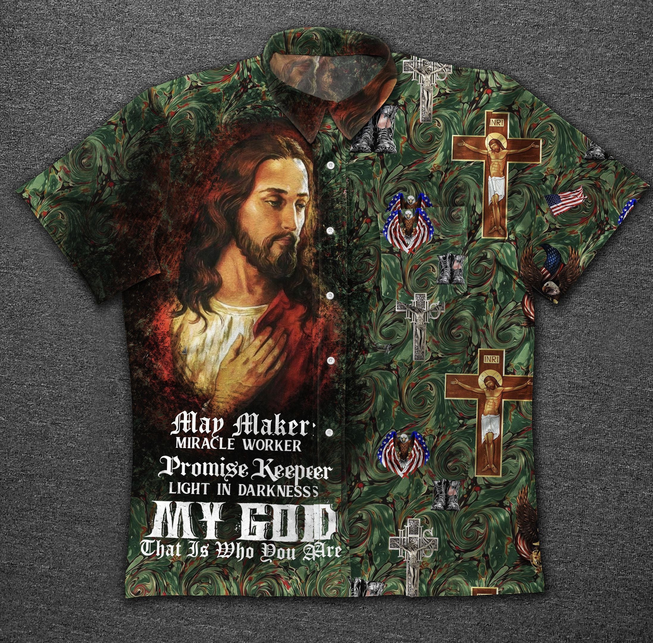 Veteran Jesus Vintage Cotton Hawaiian Shirt-