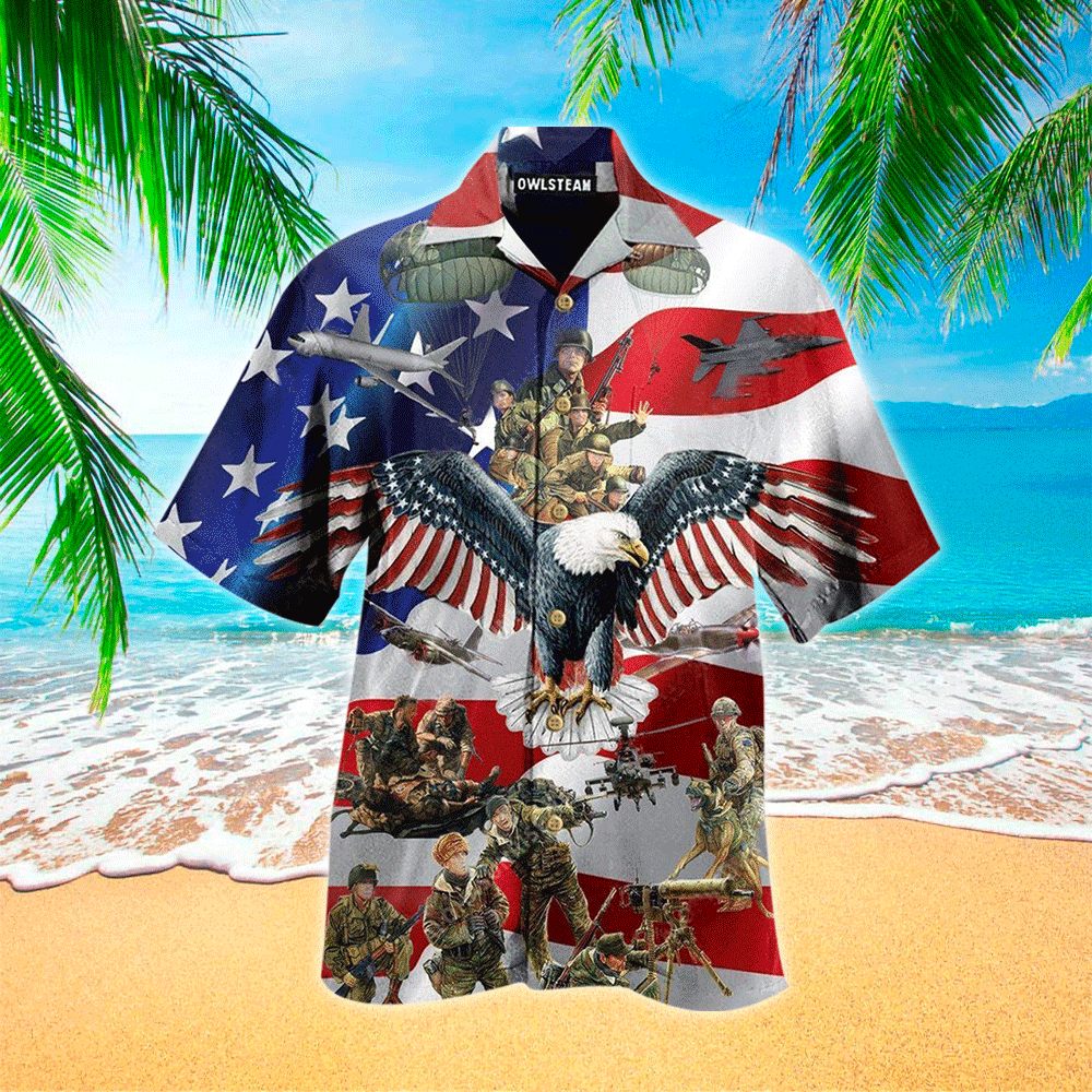 Veteran Eagle Us Flag Printed Hawaiian Shirt, Hawaii Shirt Men, Aloha Shirt
