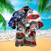 Veteran Eagle Us Flag Printed Hawaiian Shirt, Hawaii Shirt Men, Aloha Shirt