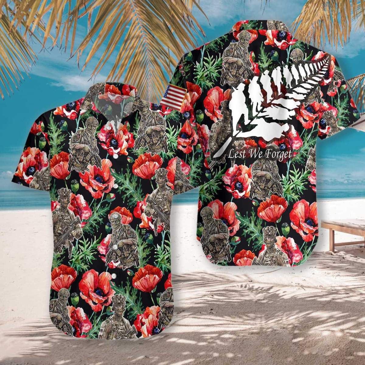 Veteran Less We Forget Hawaiian Shirt Unisex Adult