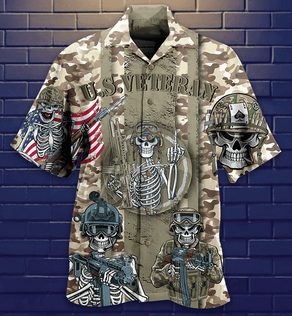 Veteran Us Skull Style Limited Edition - Hawaiian Shirt - Hawaiian Shirt For Men, Hawaiian Shirt For Women, Aloha Shirt