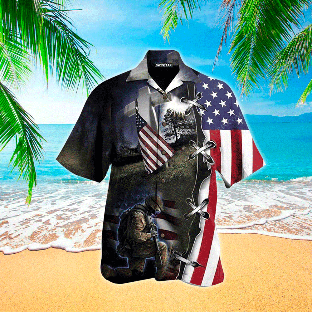 Veteran We Stand For The Flag And Kneel For The Fallen Hawaiian Shirt, Hawaii Shirt Men, Aloha Shirt