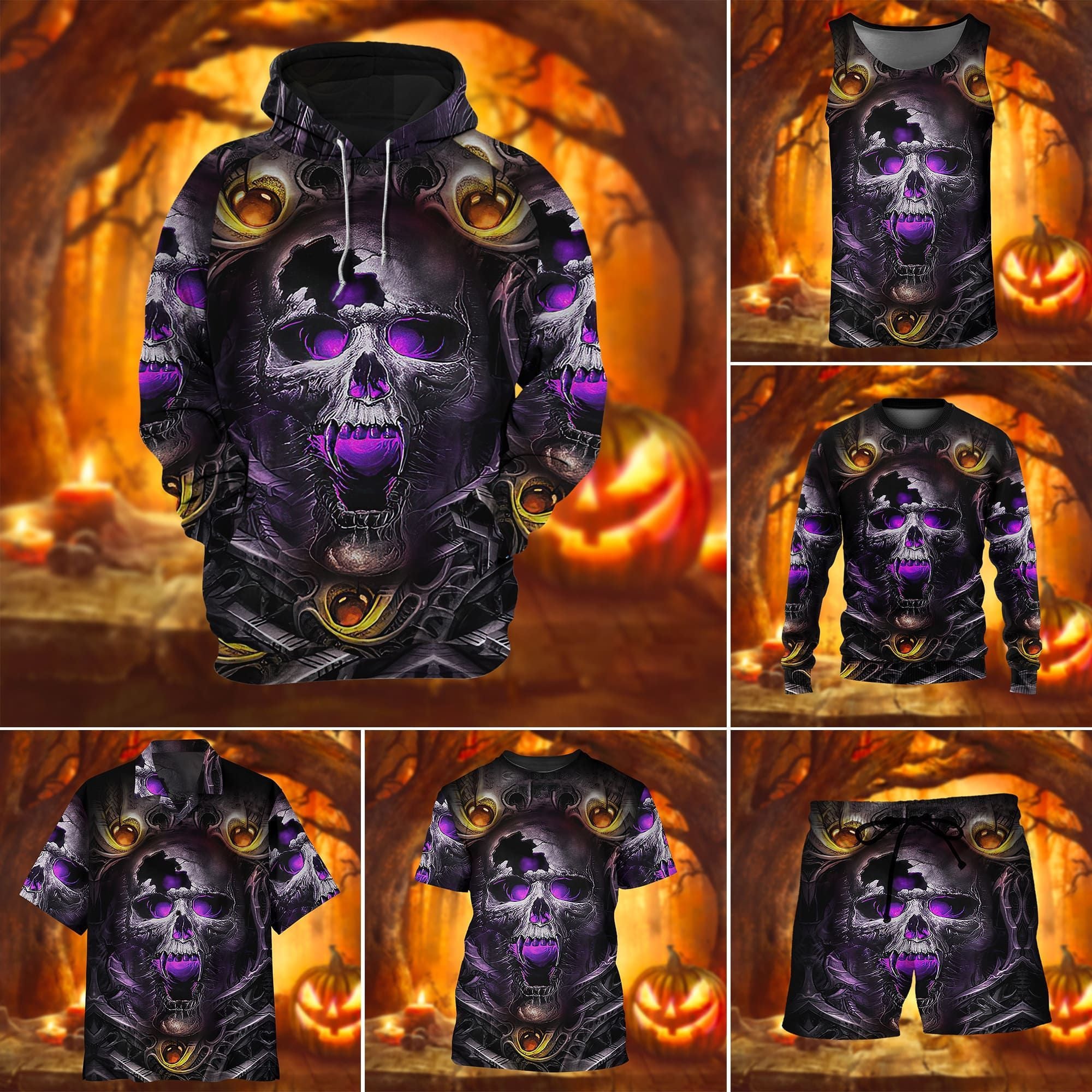 Halloween Skull Black Hawaii Shirt All Over Print