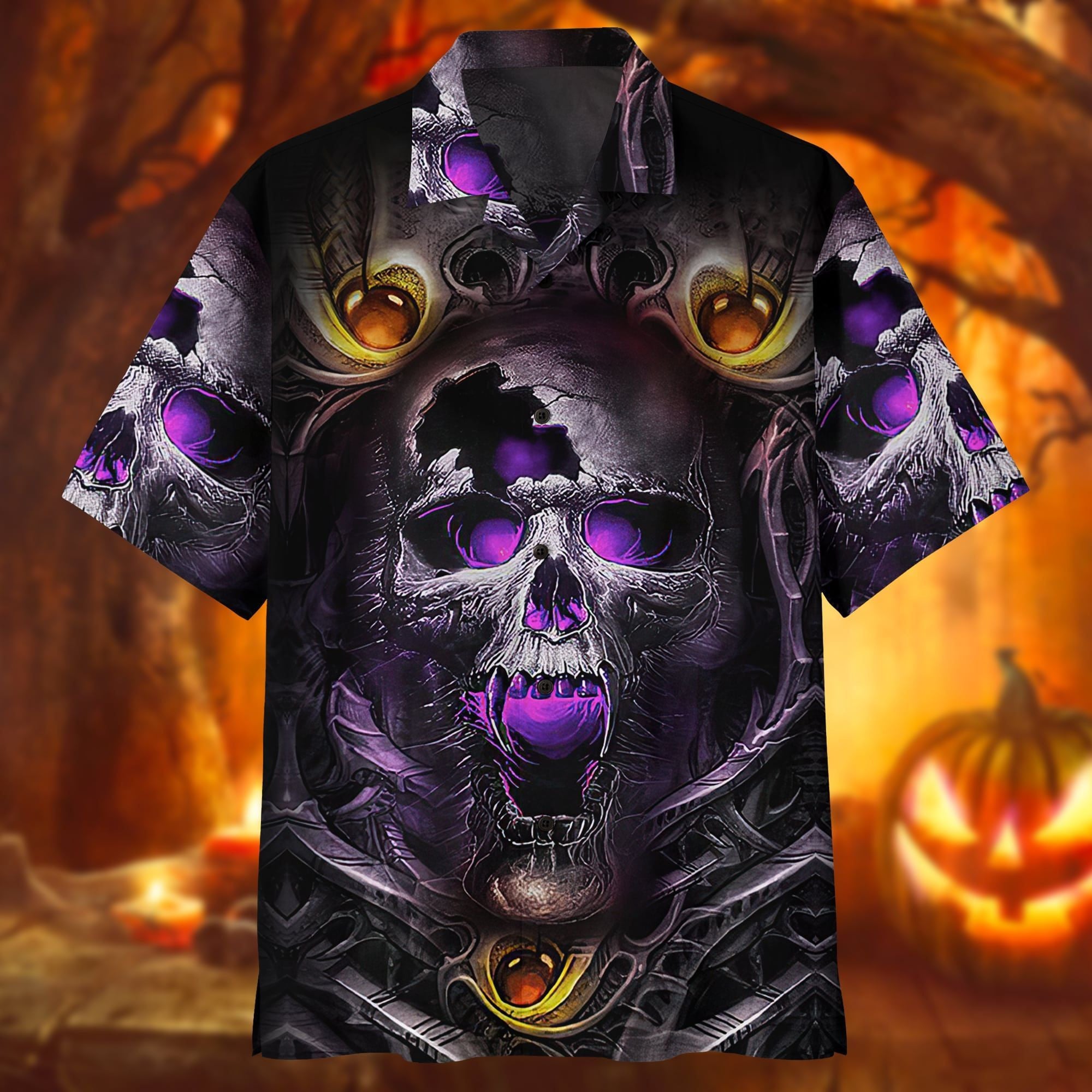 Halloween Skull Black Hawaii Shirt All Over Print