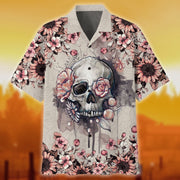 Skull Roses Flower Hawaii Shirts All Over Print