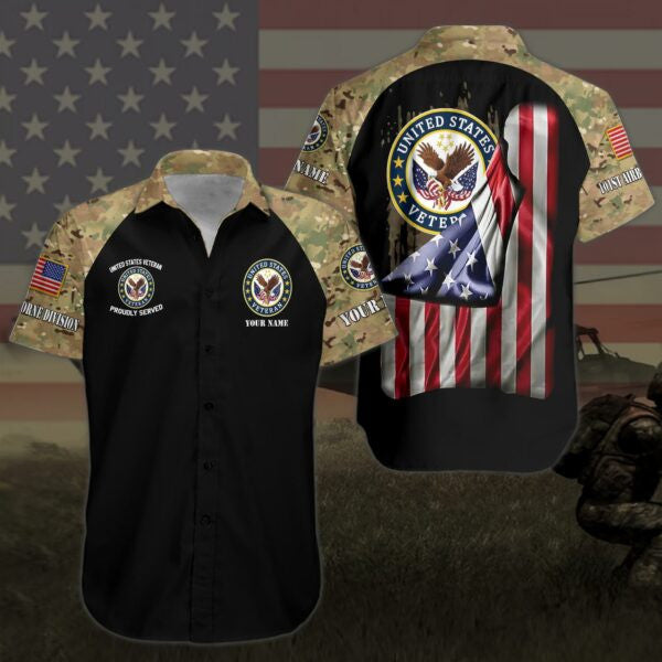 US Veteran Hawaii Shirt Personalized Name, Military Hawaii Shirt, Gifts For Him, Gifts For Dad