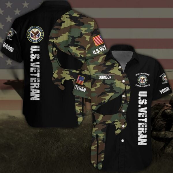 US Veteran Hawaii Shirt Personalized Your Name, Military Hawaii Shirt, Gifts For Him, Gifts For Dad