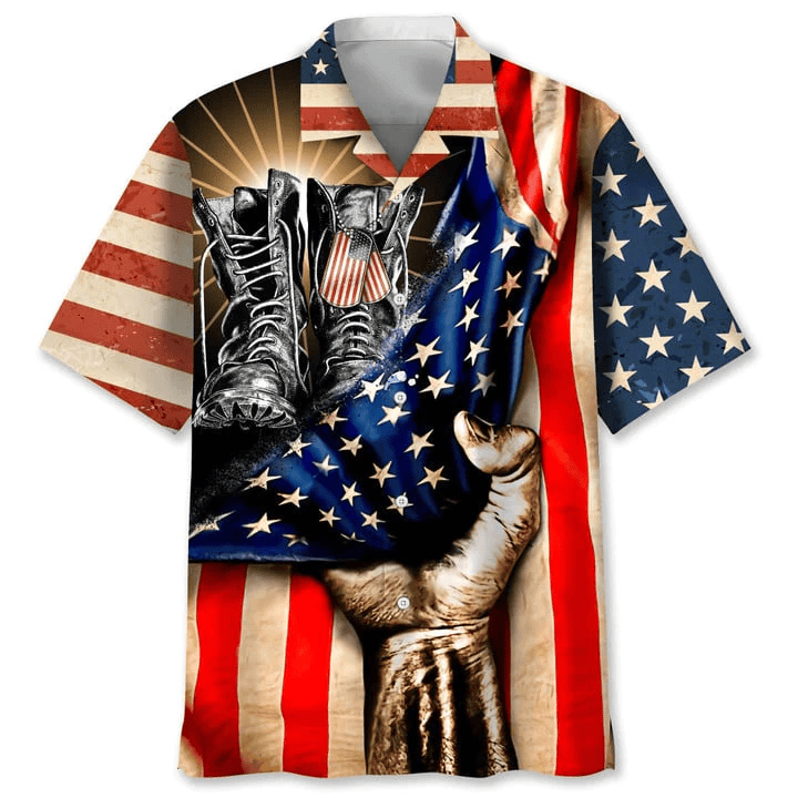 Veteran Flag Boots Printed Hawaii Shirt All Over Print