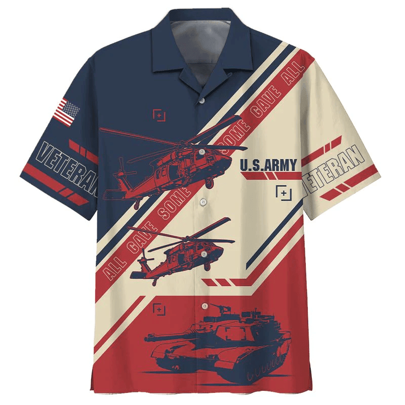 Us Army Veteran Red All Gave Some Some Gave All Hawaii Shirt 3D All Over Printed Custom Text Name