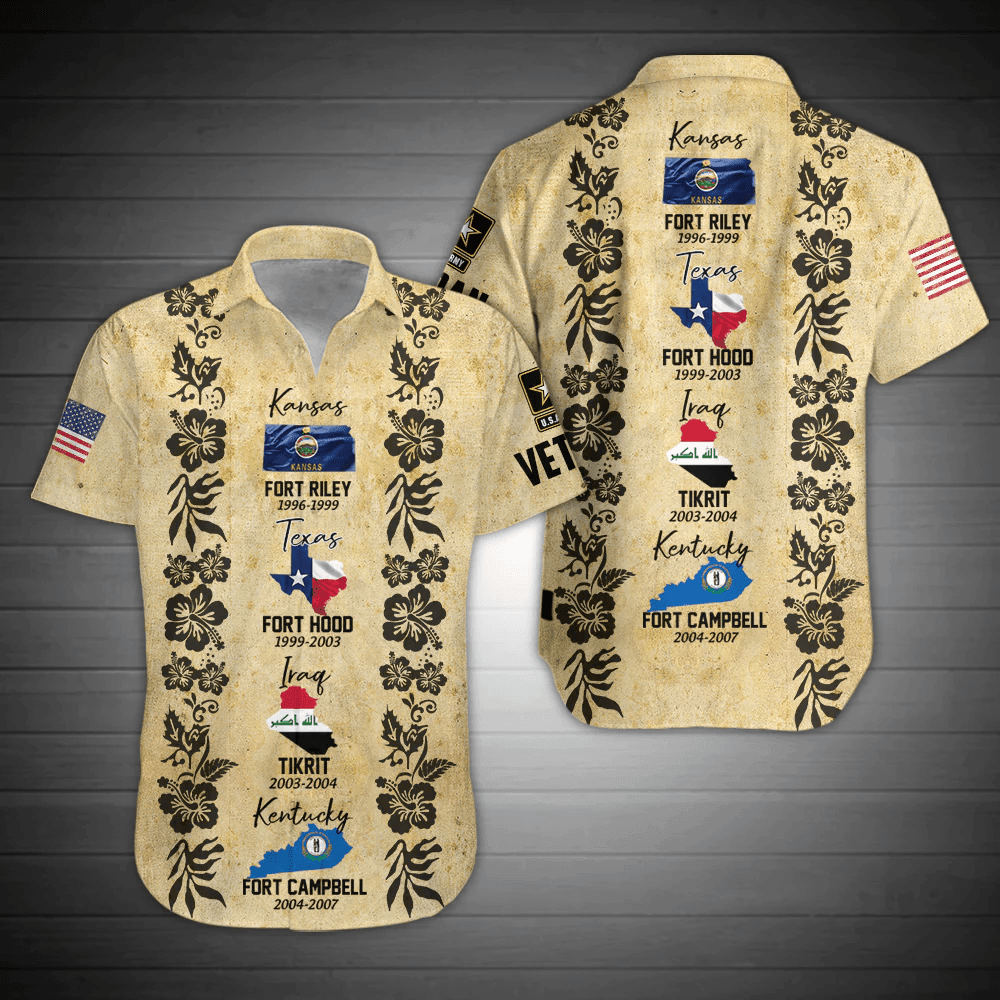Veteran Hawaiian Shirt Custom Men Shirt Military Base and Time Personalized Gift