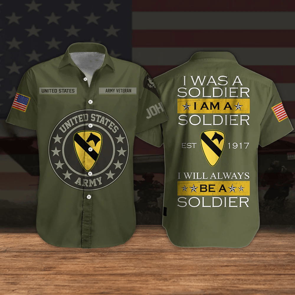 Custom Army Veteran Hawaiian Shirt Men Shirt I Will Always Be A Soldier Personalized Gift
