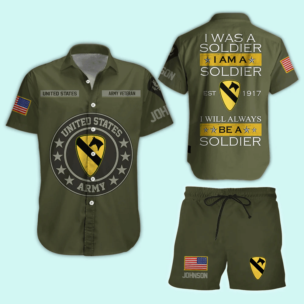 Custom Army Veteran Hawaiian Shirt Men Shirt I Will Always Be A Soldier Personalized Gift