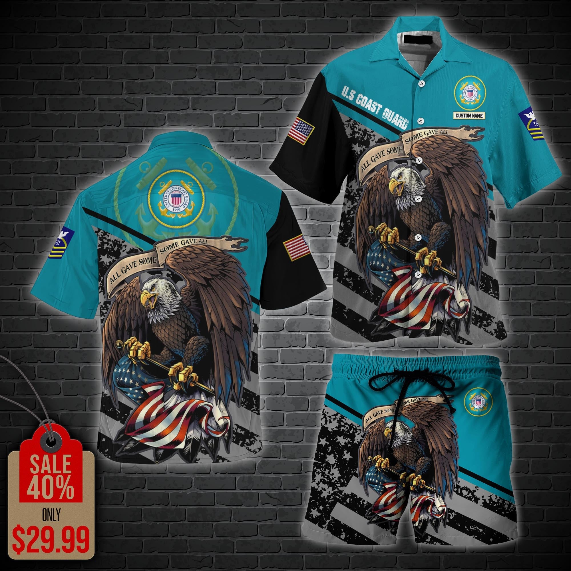 Us Coast Guard Military Hawaii Shirt, Men Shorts Custom Veteran Shirt