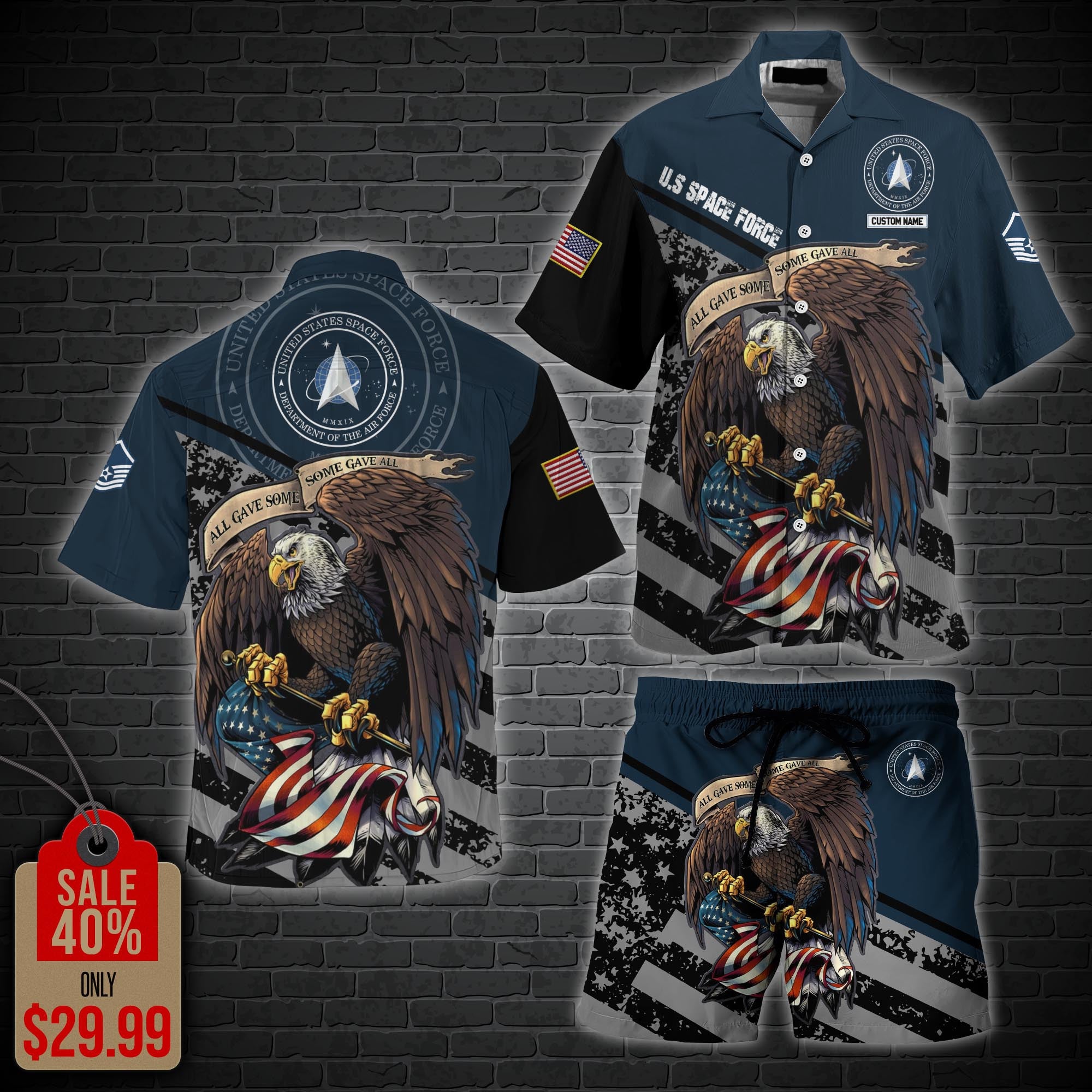 Us Space Force Military Hawaii Shirt, Men Shorts Custom Veteran Shirt