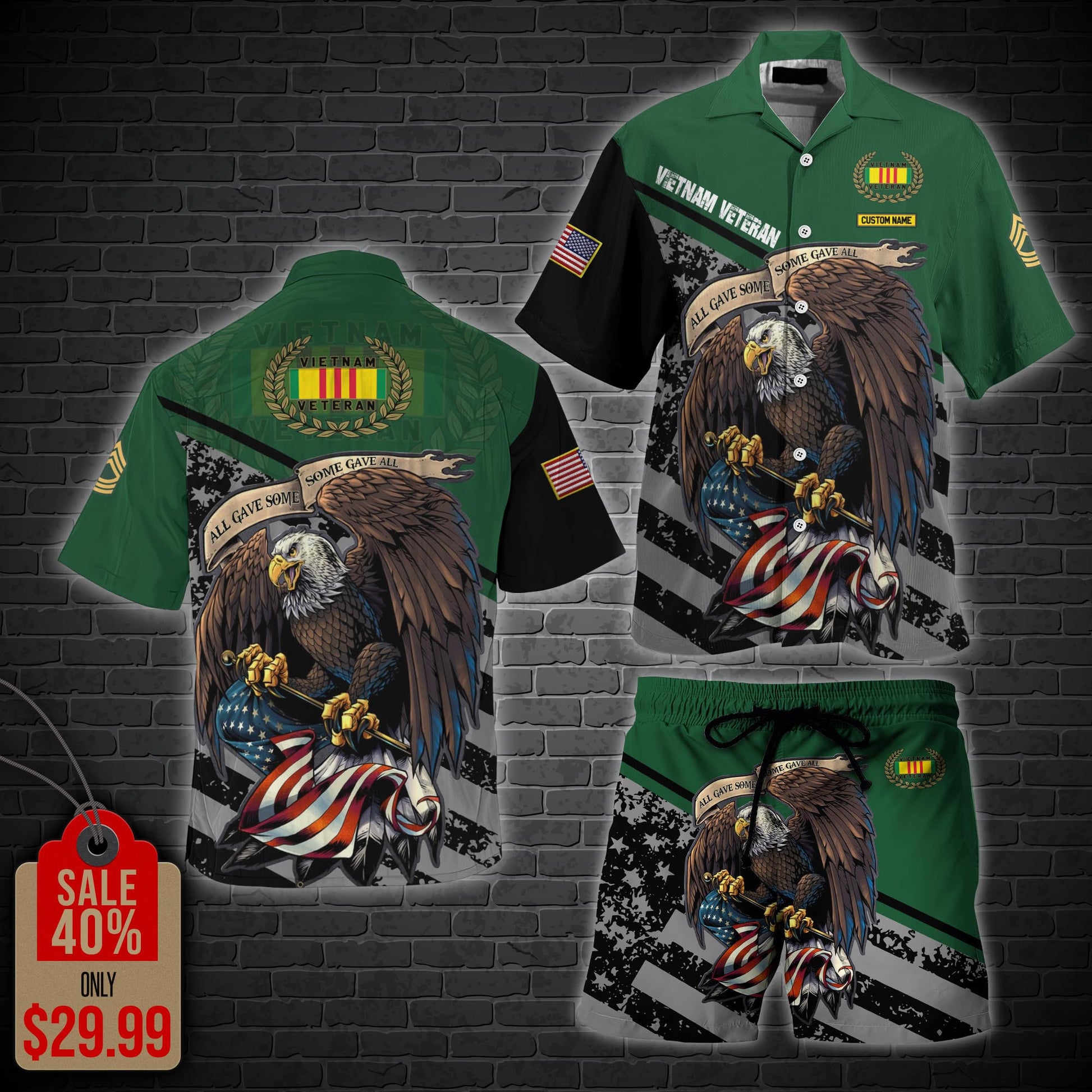 Vietnam Veteran Military Hawaii Shirt, Men Shorts Custom Veteran Shirt