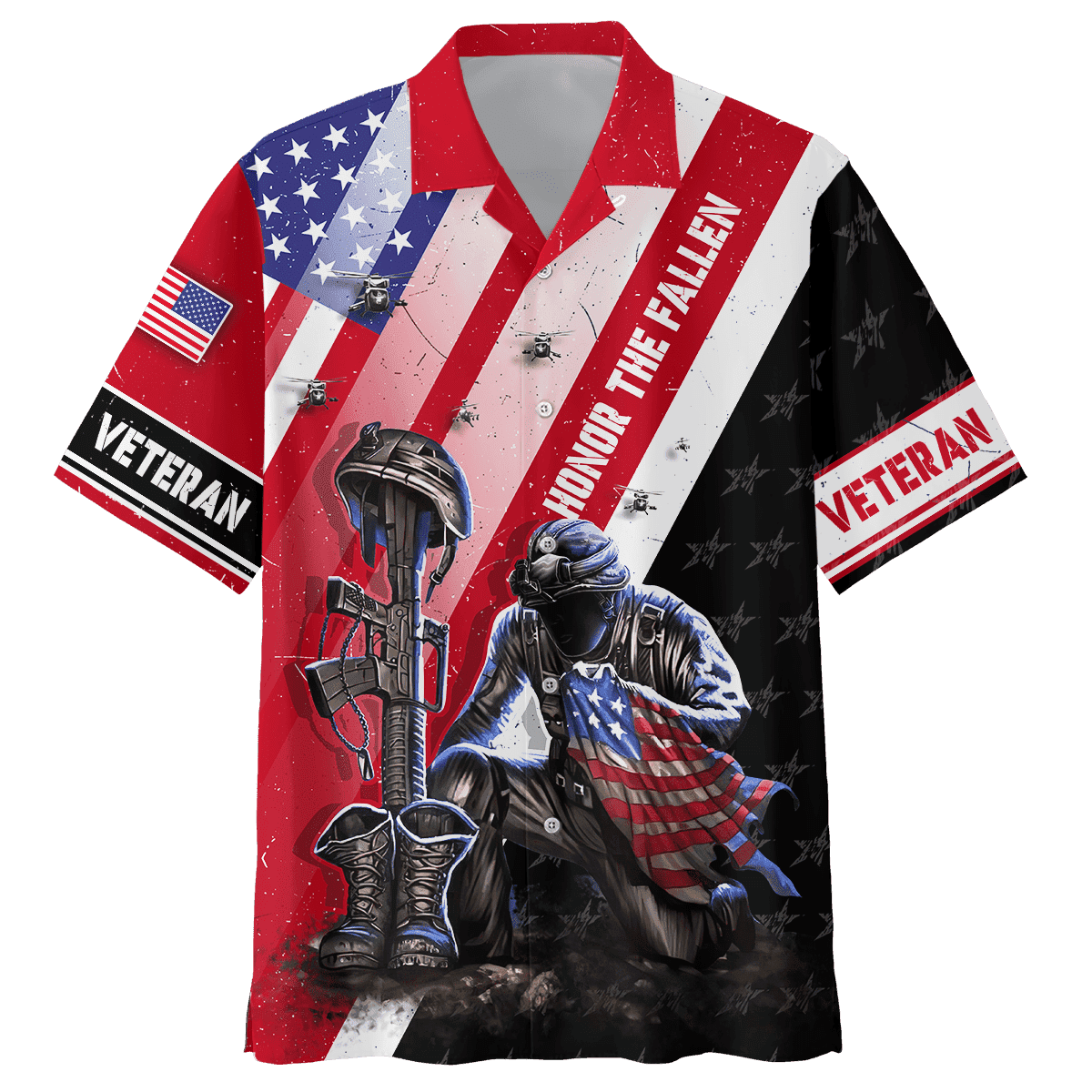 US Veteran Honor The Fallen - Hawaiian Shirt With Pocket, Retirement Gift Idea For Him