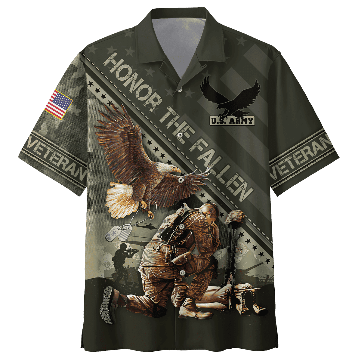 Eagle US Army Veteran 3D All Over Printed Unisex Hawaiian Shirt