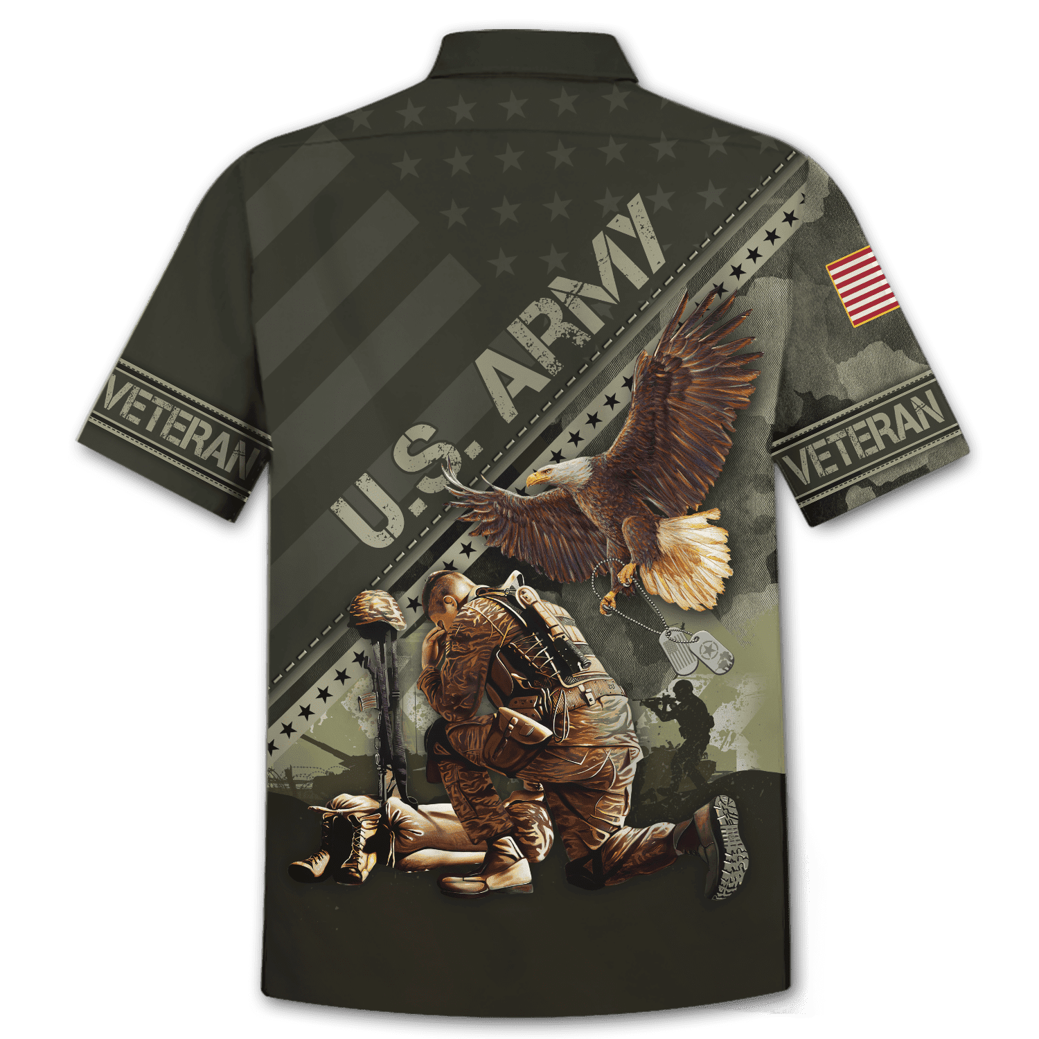 Eagle US Army Veteran 3D All Over Printed Unisex Hawaiian Shirt