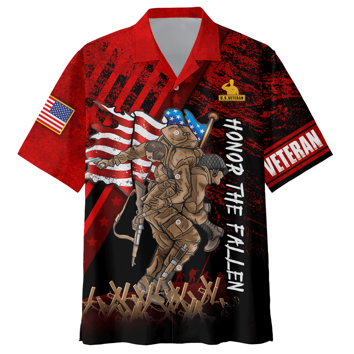 US Veteran Soldier Memorial Day Honor The Fallen - Hawaiian Shirt With Pocket