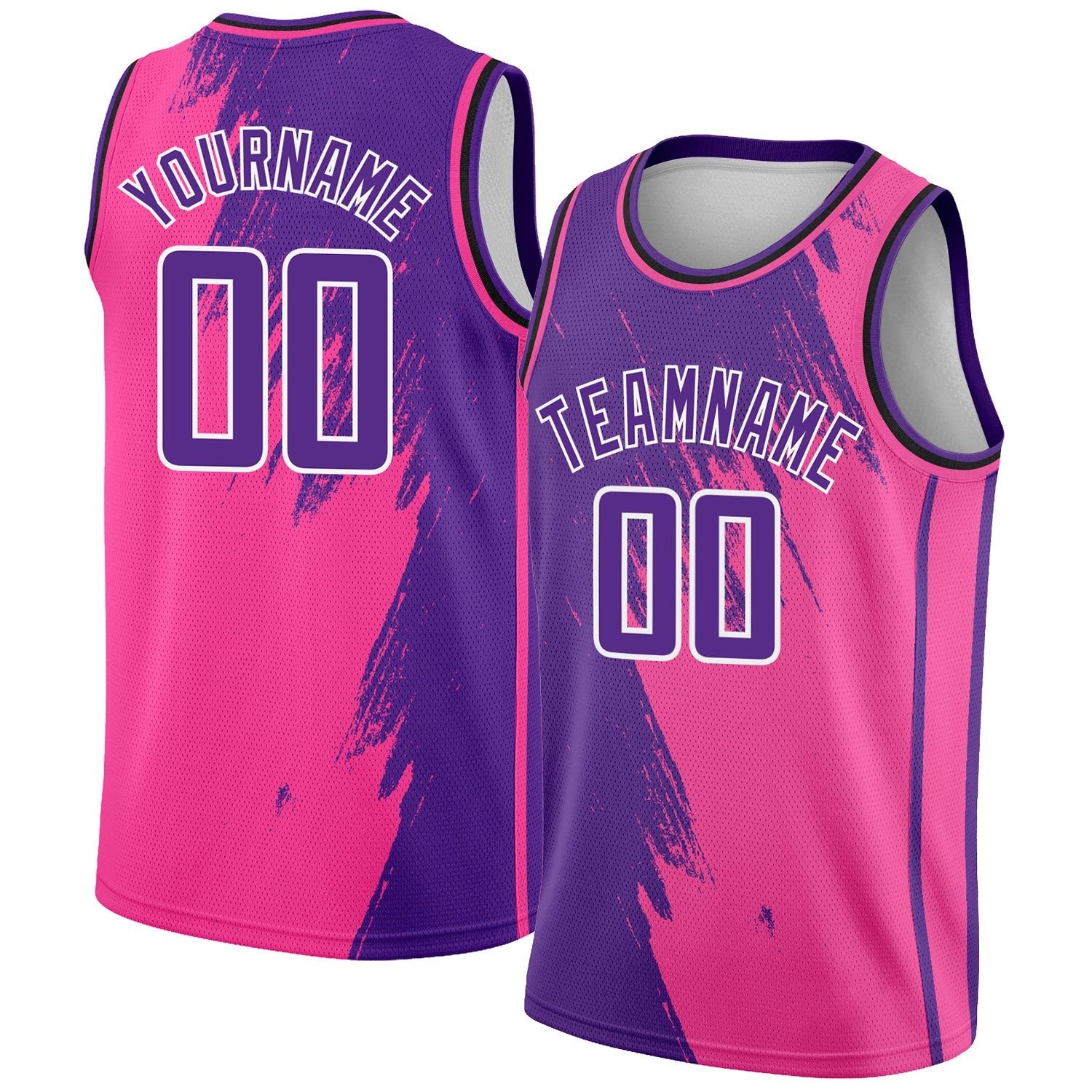 Pink Purple White Abstract Brush Splash City Edition Custom Basketball Jersey for Men and Women