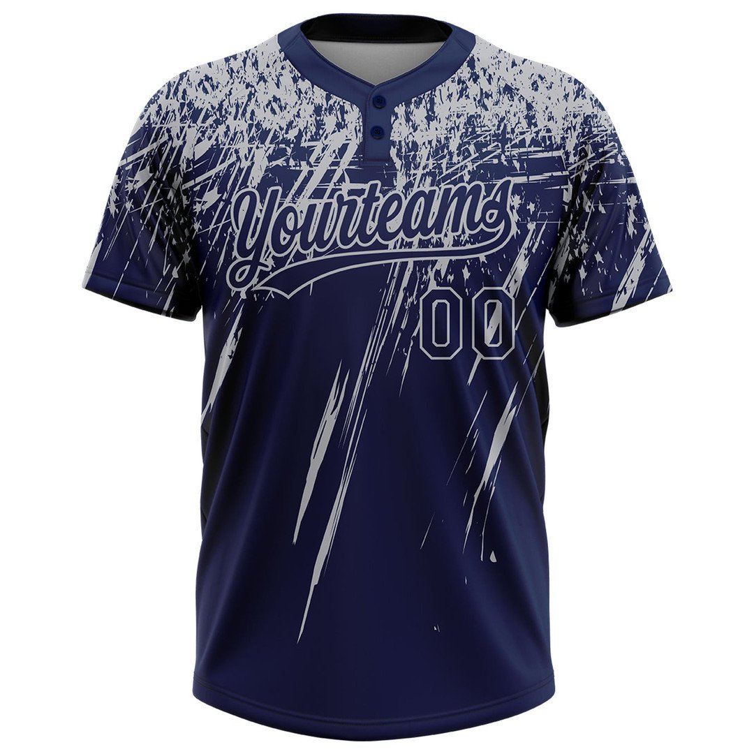 Navy Gray 3D Pattern Abstract Sharp Shape Custom Name Softball Jersey for Men and Women