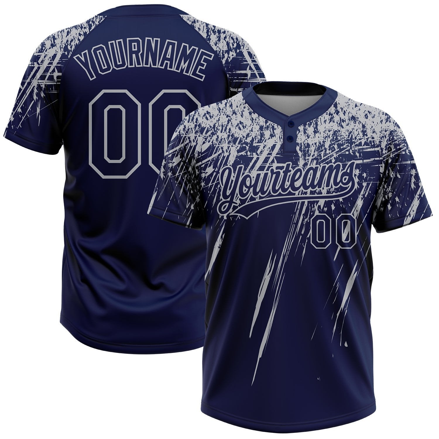 Navy Gray 3D Pattern Abstract Sharp Shape Custom Name Softball Jersey for Men and Women