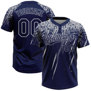 Navy Gray 3D Pattern Abstract Sharp Shape Custom Name Softball Jersey for Men and Women