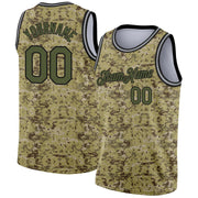 Camo Olive Black 3D Salute to Service Custom Basketball Jersey for Men and Women