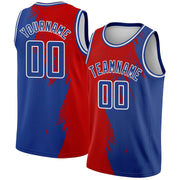 Royal Red White Abstract Brush Splash City Edition Custom Basketball Jersey for Men and Women