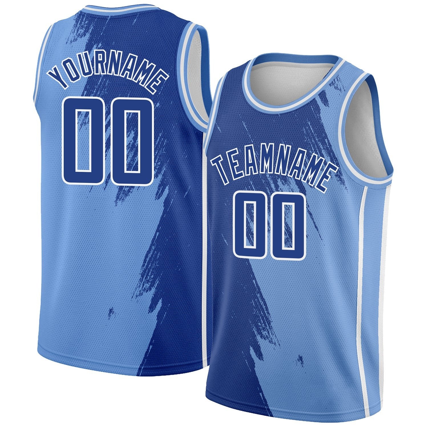 Light Blue Royal White Abstract Brush Splash City Edition Custom Basketball Jersey for Men and Women