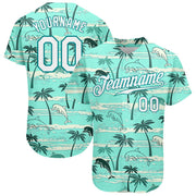 Teal White Hawaii Palm Trees Custom Baseball Jersey for Men and Women