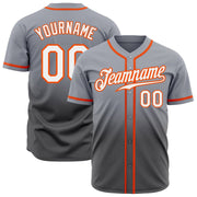 Gray White Steel Gray Orange Fade Fashion Custom Baseball Jerseys For Men & Women