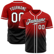 Red White Black Fade Fashion Custom Baseball Jerseys For Men & Women