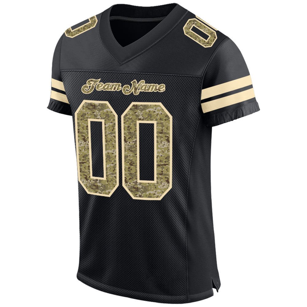 Custom Black Camo Cream Football Jersey for Men and Women